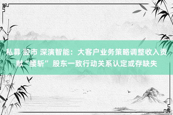 私募 股市 深演智能：大客户业务策略调整收入贡献“腰斩” 股东一致行动关系认定或存缺失